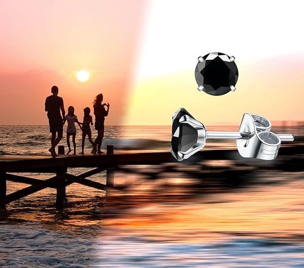 14k White Gold Black Moissanite Stud Earrings – 0.30 ctw Elegant Sparkle
