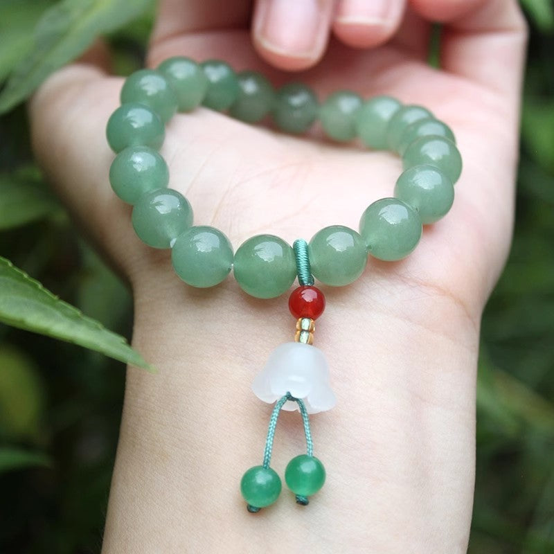 Handwoven Agate & Jade Bead Bracelets – Chinese Lotus & Lily Collection