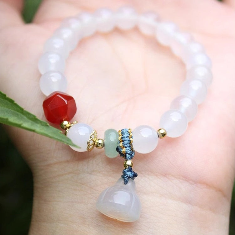 Handwoven Agate & Jade Bead Bracelets – Chinese Lotus & Lily Collection