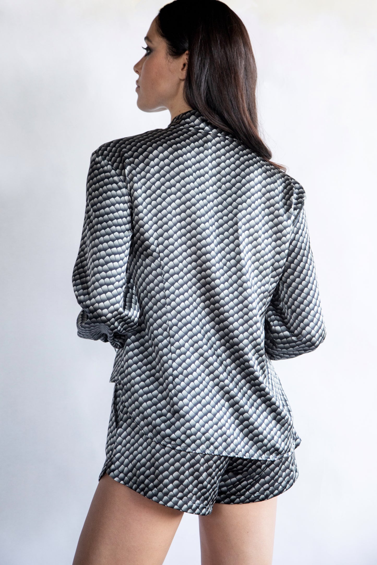 BLACK REPTILE 100% SILK PRINTED PAJAMA SET
