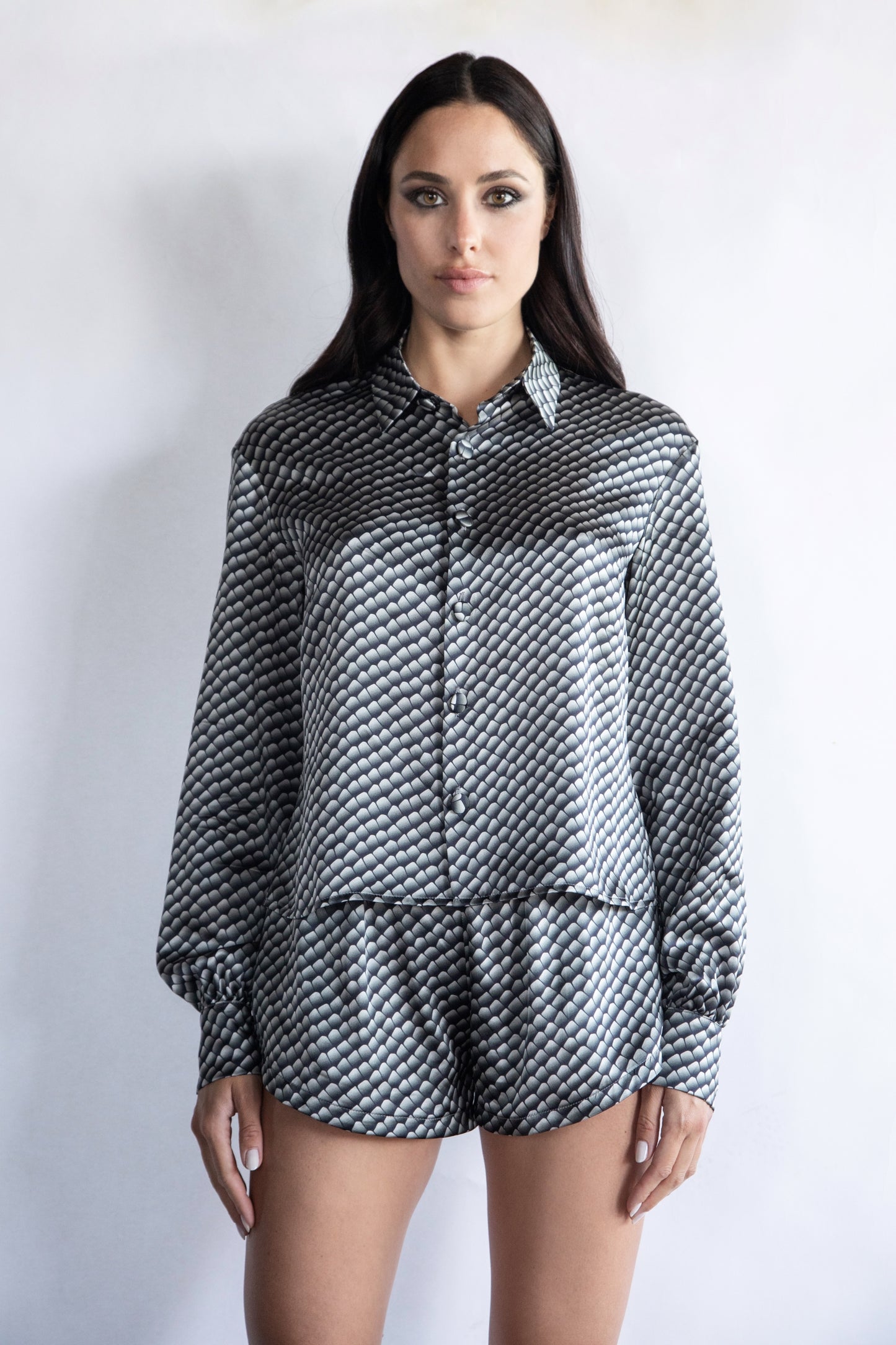 BLACK REPTILE 100% SILK PRINTED PAJAMA SET