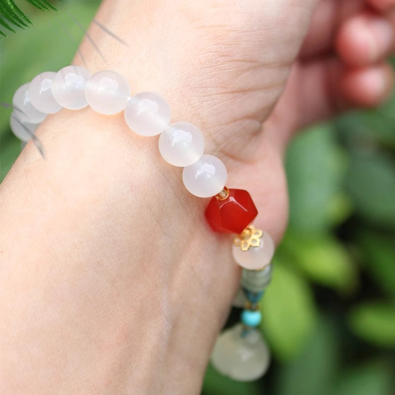 Handwoven Agate & Jade Bead Bracelets – Chinese Lotus & Lily Collection