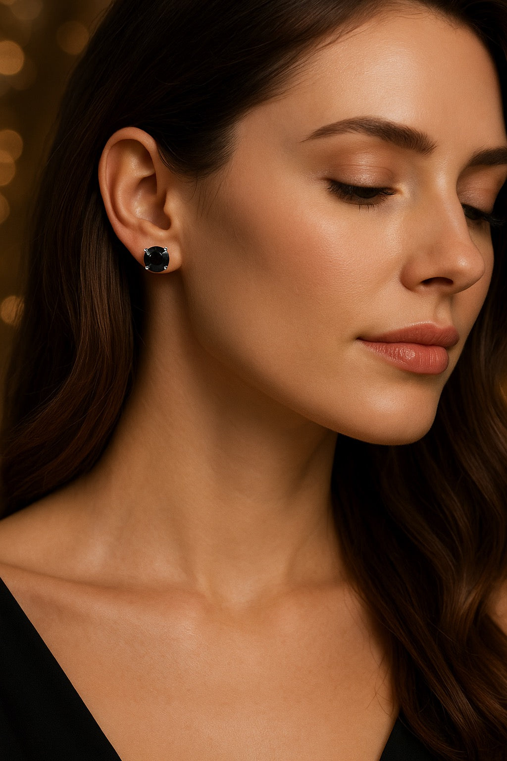 14k White Gold Black Moissanite Stud Earrings – 0.30 ctw Elegant Sparkle