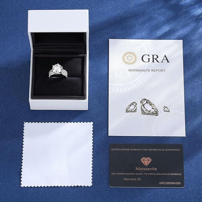 5ct Moissanite Engagement Ring in Sterling Silver