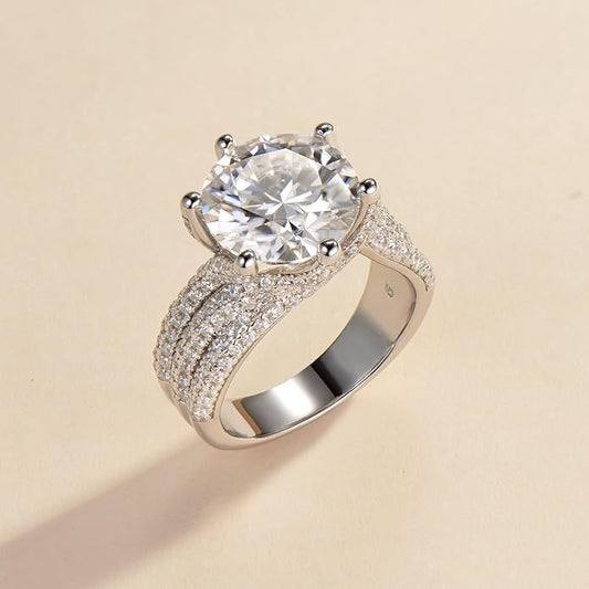 5ct Moissanite Engagement Rings For Women, 11MM Center Stone, D Color VVS1 Created Moissanite Wedding Promise Proposal Rings For Women Her, Anniversary Luxurious Bridal Gift
