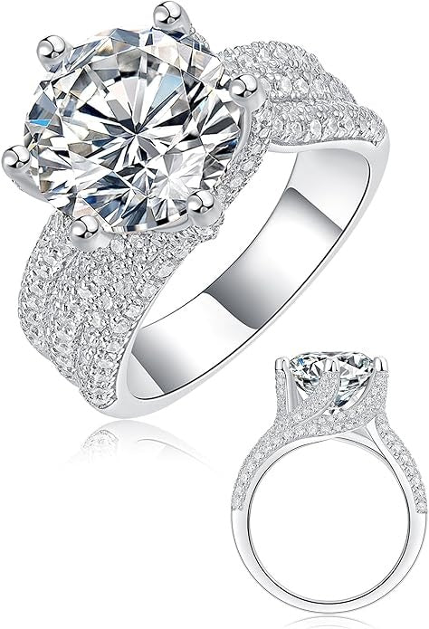 5ct Moissanite Engagement Ring in Sterling Silver